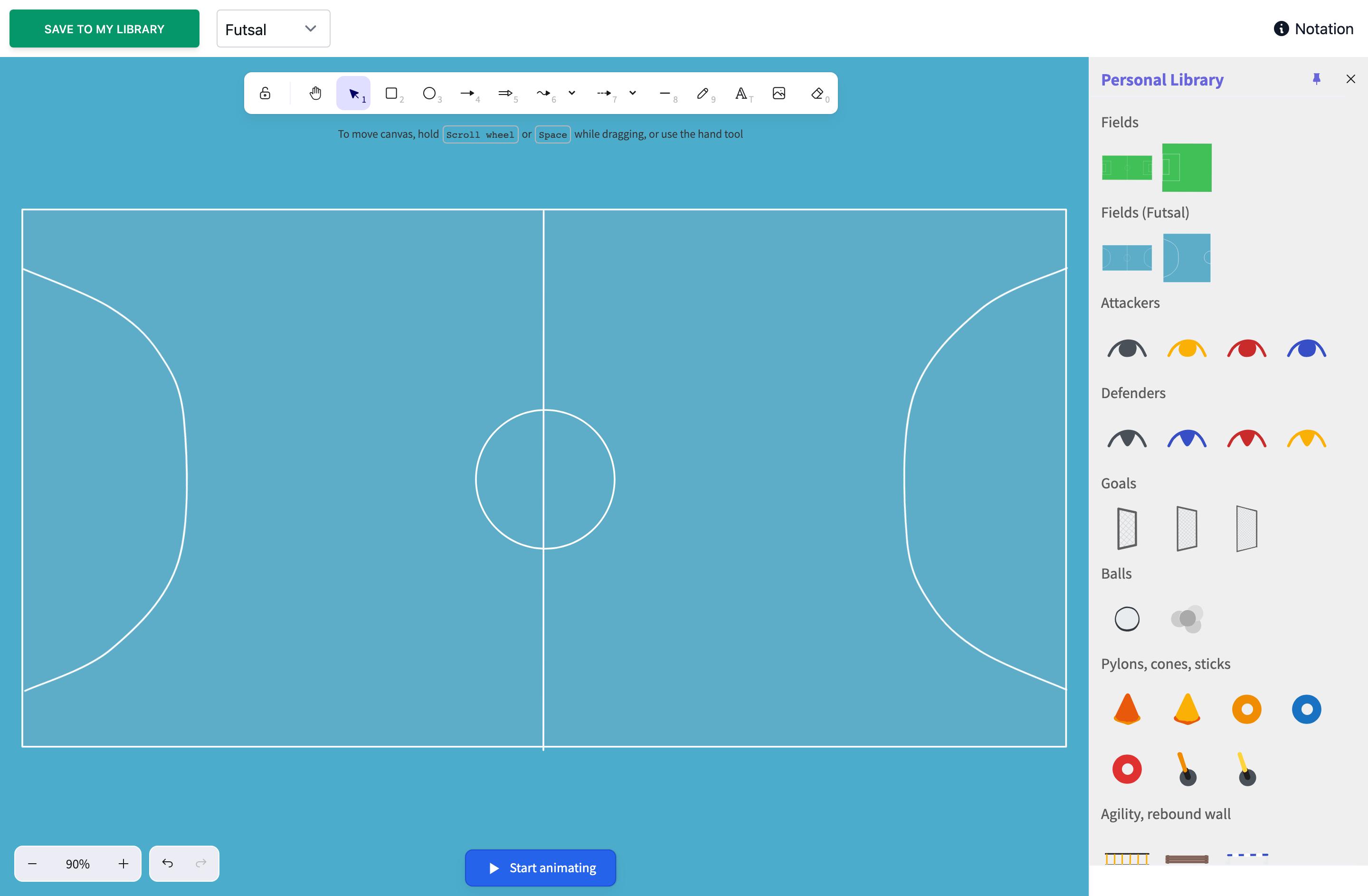 Editor de ejercicios de futsal